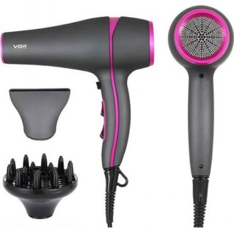 Фен для волос с дифузором VGR Hair Dryer V-402 2200W с подачей холодного воздуха. . фото 2