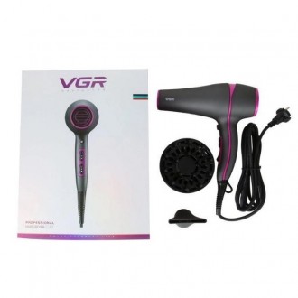 Фен для волос с дифузором VGR Hair Dryer V-402 2200W с подачей холодного воздуха. . фото 11