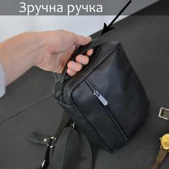 Мужская черная сумка-слинг из натуральной кожи – элегантный и практичный аксессу. . фото 11