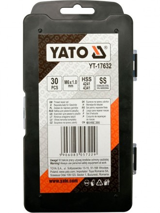  Набор для ремонта внутренней резьбы YATO YT-17632 включает в себя 30 элементов,. . фото 5