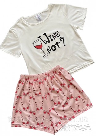 Женская пижама футболка с шортами wine