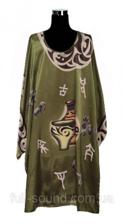 Элегантное шелковое платье кимоно с стильным принтом, с купонами на рукавах, неб. . фото 2