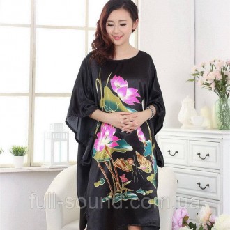 Элегантное атласное платье кимоно с разрезиками по бокам, уютное и роскошное для. . фото 5