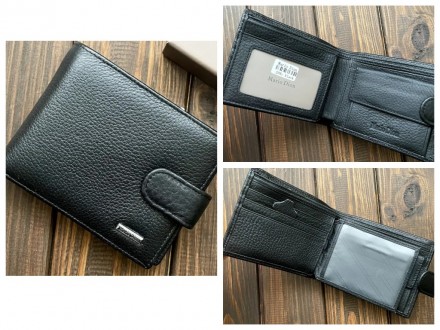 Фірмовий чоловічий гаманець з м'якої натуральної шкіри, перегородки для куп. . фото 2