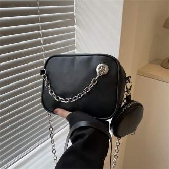 
Женская сумочка кросс-боди на один отдел + кошелек с серебряной фурнитурой
Разм. . фото 5