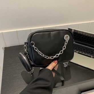 
Женская сумочка кросс-боди на один отдел + кошелек с серебряной фурнитурой
Разм. . фото 6