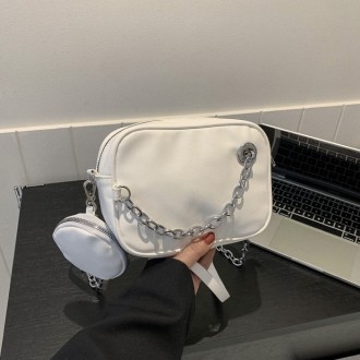 
Женская сумочка кросс-боди на один отдел + кошелек с серебряной фурнитурой
Разм. . фото 3