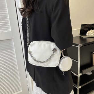 
Женская сумочка кросс-боди на один отдел + кошелек с серебряной фурнитурой
Разм. . фото 5