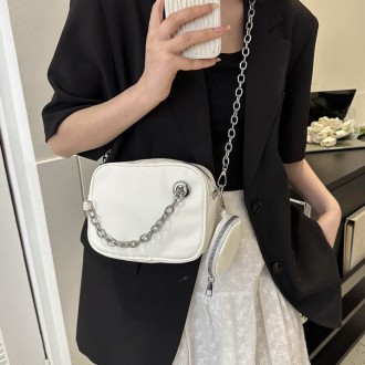 
Женская сумочка кросс-боди на один отдел + кошелек с серебряной фурнитурой
Разм. . фото 4