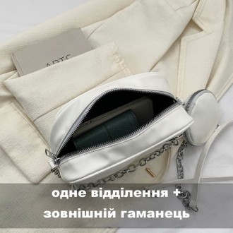 
Женская сумочка кросс-боди на один отдел + кошелек с серебряной фурнитурой
Разм. . фото 9