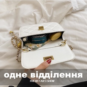 
Женская сумочка на одно отделение, фурнитура золотого цвета
Параметры - высота . . фото 6