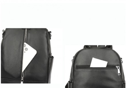 Женский кожаный городской рюкзак прогулочный рюкзачок из натуральной кожи черный. . фото 9