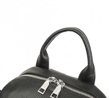 Женский кожаный городской рюкзак прогулочный рюкзачок из натуральной кожи черный. . фото 4