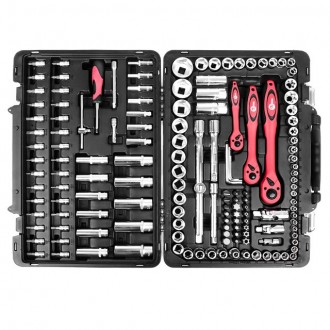 Профессиональный набор инструментов 1/4" & 3/8" & 1/2" 151ед, Cr-V INTERTOOL ET-. . фото 3