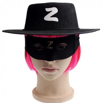 Шляпа на завязках и с белым знаком Зорро - буквой "Z". Подходит для всех видов п. . фото 4