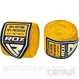 Бинти боксерські RDX Fibra Yellow 4.5 m
Бинти жовтого кольору, склад бинта: 30% . . фото 1