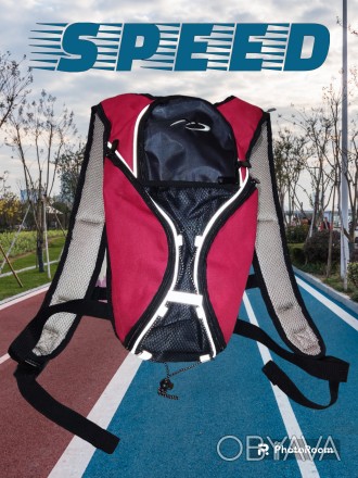 Спортивный рюкзак, вело, бег, размер 40х22см, одно основное и два боковых отделе. . фото 1