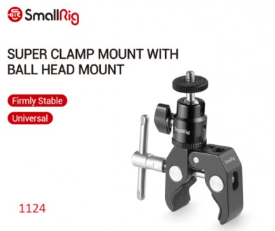 Аксесуар кріплення SmallRig Clamp Mount with 1/4" Screw Ball Head Mount (1124)
М. . фото 2