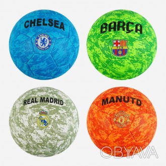 ![CDATA[М"яч футбольний 4 види, матеріал м"який PVC, вага 330-350 грамів, гумови. . фото 1