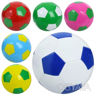 ![CDATA[М"яч футбольний розмір 5, ПВХ, 260-280г, мікс кольорів, в п/е /30/ Работ. . фото 1