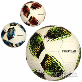 ![CDATA[М"яч футбольний розмір5,ПУ1,4мм,4шари,32панелі,400-420г,3кольори,п/е /30. . фото 1