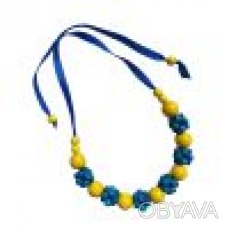 Ожерелье сине-желтое "Ягодка – это потрясающее украшение, способное привлечь вни. . фото 1