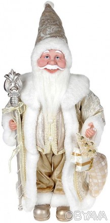 Декоративна фігура "Санта з посохом" шампань. Матеріал - тканина, пластик. Висот. . фото 1