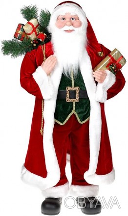 Декоративна фігура "Санта з подарунками" червоний з золотом. Матеріал - тканина,. . фото 1