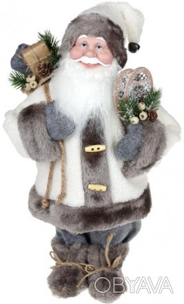Фігура «Санта з подарунками» (м'яка іграшка), сірий з білим. Матеріа. . фото 1