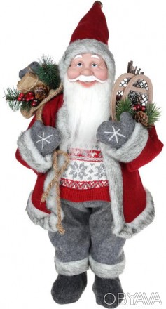 Фігура «Санта з подарунками» (м'яка іграшка), червоний з сірим. Мате. . фото 1