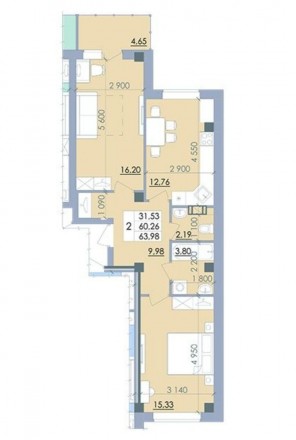  Продам двокімнатну квартиру площею 63,98м.кв. в ЖК Пелюстковий в мікрорайоні Бр. . фото 6