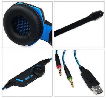 
Навушники гарнітура ігрові з підсвічуванням Kotion Each G2000 Blue
Ігрові навуш. . фото 9