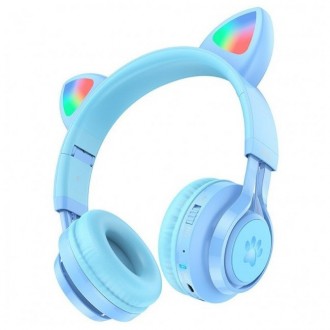 Навушники бездротові HOCO W39 Cat ear kids BT headphones bluetooth 5.3, AUX, 10H. . фото 2