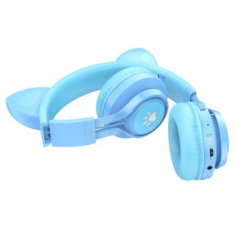 Навушники бездротові HOCO W39 Cat ear kids BT headphones bluetooth 5.3, AUX, 10H. . фото 3