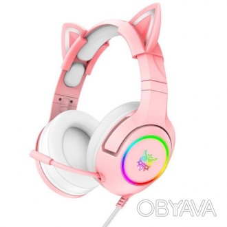 Ігрові навушники ONIKUMA LED K9 7.1 з мікрофоном та підсвічуванням рожевіONIKUMA. . фото 1