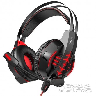 Ігрові навушники HOCO W102 Cool tour gaming headphones Чорний-червоний. . фото 1