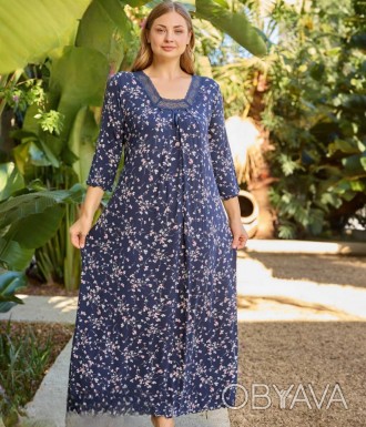 Женская длинная ночная рубашка большого размера 56-64 р, 5 цветов, длина 140 см,. . фото 1