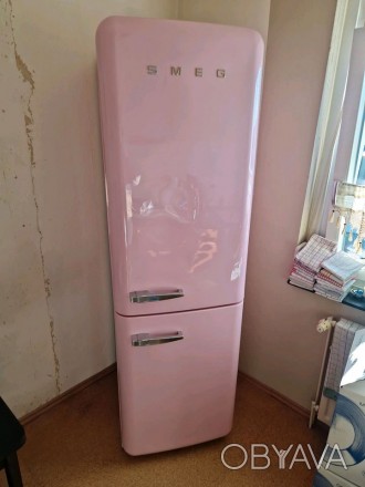 Холодильник Smeg Retro Pink Cadillac. По стану майже новий. 2015р, повністю робо. . фото 1