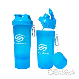 SmartShake Slim NEON Blue (500 мл, синий)Идеальная бутылка для активных людей от. . фото 1