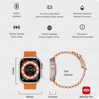  Iwo Ultra Watch 8 має діагональ екрану 49 мм та виготовляється з якісних матері. . фото 4