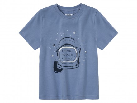 Бавовняна футболка бренду Lupilu з принтом спереду. Коротким рукавом та круглим . . фото 2