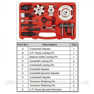 Набор фиксаторов распредвалов и коленвалов VW/Audi Diesel Engine 12ед. TOPTUL JG. . фото 3