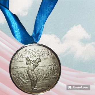 Спортивная, сувенирная медаль Гольф, металл, диаметр-5см. . фото 2