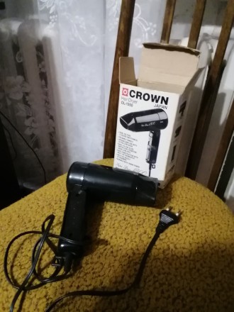 Новий дорожній фен для волосся "Crown Hair Dryer" OL-1350 з концентрат. . фото 2