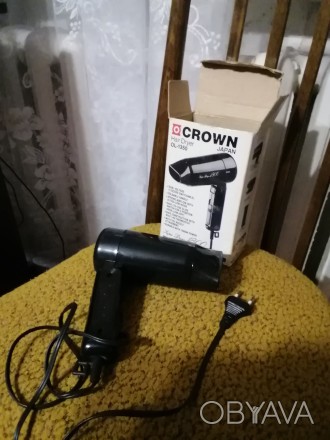 Новий дорожній фен для волосся "Crown Hair Dryer" OL-1350 з концентрат. . фото 1
