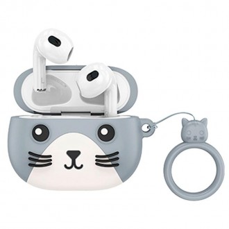 Дитячі бездротові навушники Bluetooth HOCO Cat EW46 в кейсі сірі
Дитячі бездрото. . фото 2