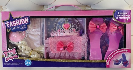 Набор принцессы, туфли, корона, коса, перчатки, сумочка, с аксессуарами, в короб. . фото 3