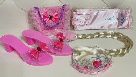 Набор принцессы, туфли, корона, коса, перчатки, сумочка, с аксессуарами, в короб. . фото 5