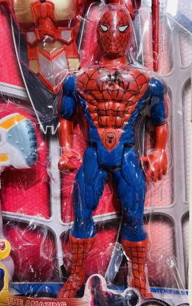 Супергерои Спайдермен, герой 23 см, маска 20*15см, меч 45 см, свет, музыка, на б. . фото 4