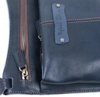 Мужская кожаная сумка, планшетка на ремне Михаил Ихтяр, Украина синяя
Описание т. . фото 8